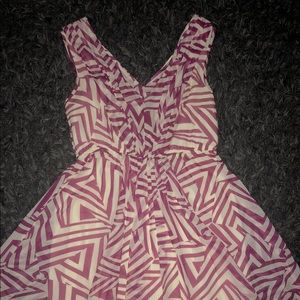 Vanity V- neck & back dress - burgundy and white